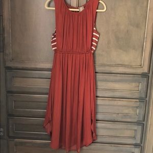 Anthropologie burnt orange silk dress